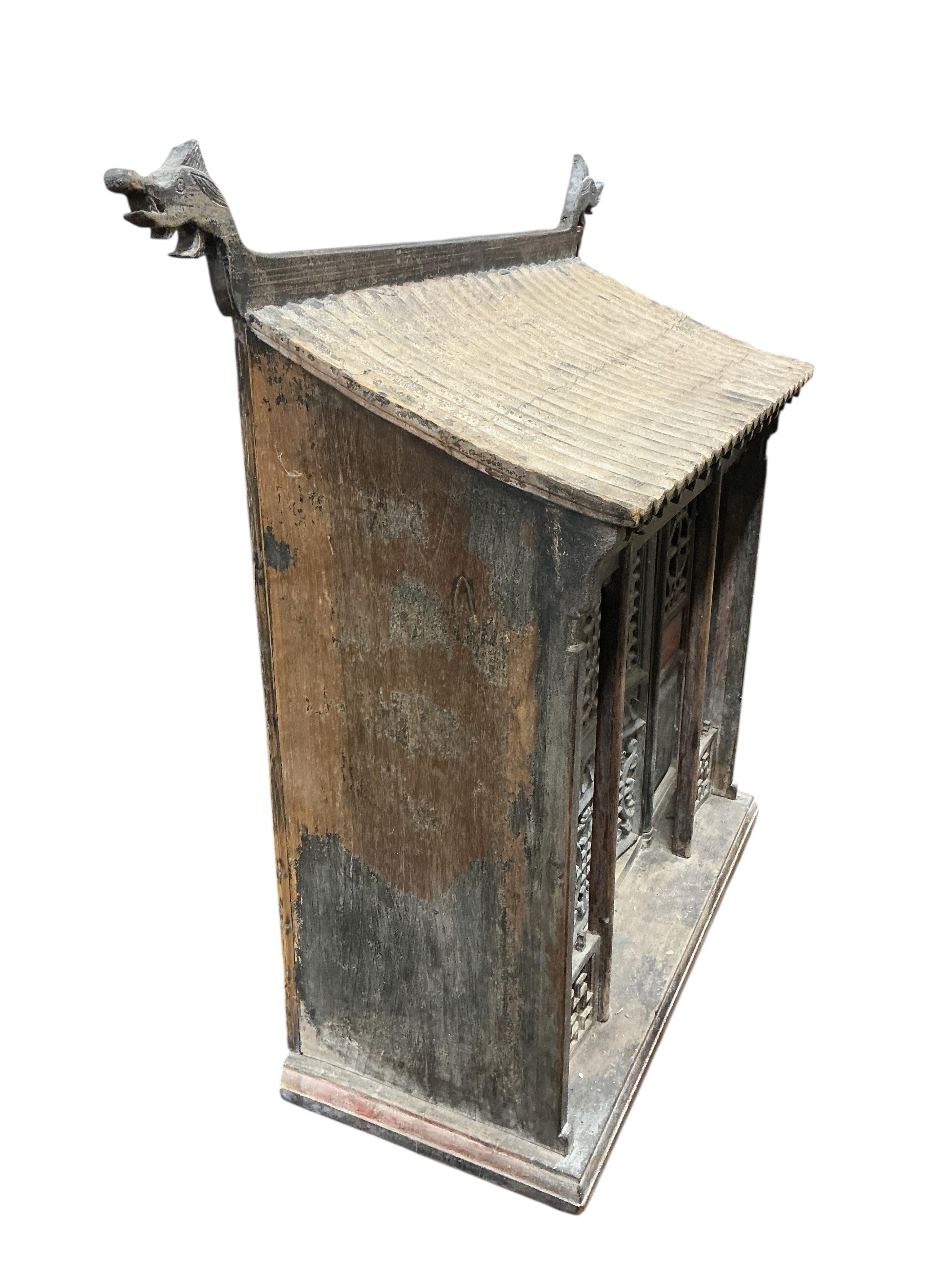 A 19th century Chinese house shrine, width 82cm, depth 32cm, height 80cm